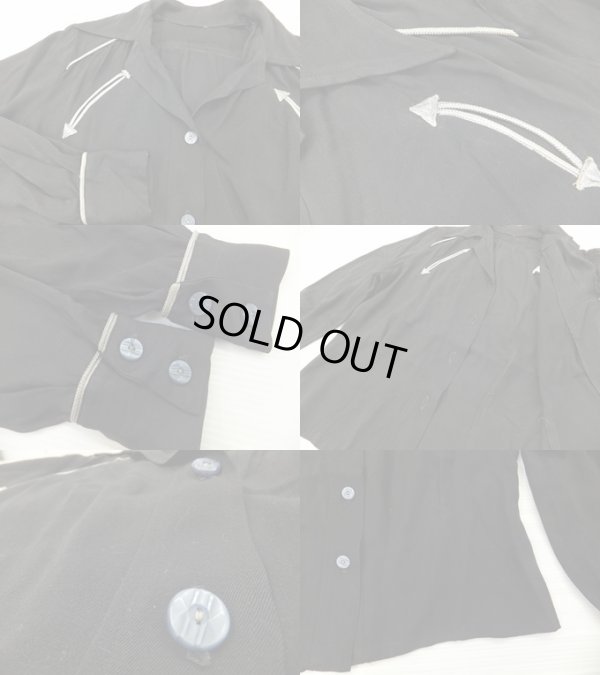画像3: 50's ウエスタンシャツ ギャバシャツ XS 黒ブラック/ ビンテージ ロカビリー