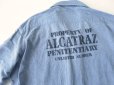 画像2: ルーマニア製 ALCATRAZ 囚人 コットン×レーヨン 長袖プリズナーシャツ L 青系/ビンテージ オールド ステンシル