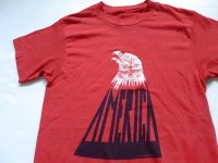 70's USA製 AMERICA イーグル 鷲 プリントTシャツ XS 赤 レッド レディース/ビンテージ オールド アメリカ古着 レトロ