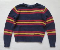 ◆ キッズ Ralph Lauren ラルフローレン コットンニット セーター 5 紺ボーダー/アメリカ古着 子供服