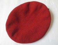 ◆ 90's ヨーロッパ ウール ベレー帽 55cm 赤 レッド/ビンテージ オールド レディース古着 レトロ ミリタリー