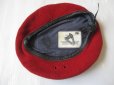 画像2: ◆ 90's ヨーロッパ ウール ベレー帽 55cm 赤 レッド/ビンテージ オールド レディース古着 レトロ ミリタリー (2)