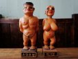 画像1: ◆ 50's〜60's 日本製 アダムとイヴ セット セラミックドール オブジェ 飾り 人形/ビンテージ アンティーク アート インテリア エデンの園 (1)