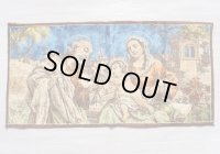 ◆ イタリア製 キリスト マリア ベロア マット ラグ キリム 絨毯 タペストリー 96×48cm/ビンテージ オールド アメリカ古着 アンティーク