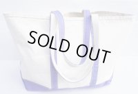 ◆ 90's USA製 LL BEAN キャンバス地 トートバッグ 大サイズ 白×紫/ビンテージ オールド アメリカ古着 アウトドア エルエルビーン 鞄