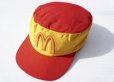 画像1: ◆ 80's USA製 マクドナルド プリント入り コットンキャップ フリーサイズ 赤×黄色 ツートン/ビンテージ オールド アメリカ古着 帽子 (1)