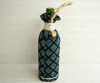 ◆ アメリカ雑貨 ヴィンテージファブリック ガラス瓶 ボトル フラワーベース 花瓶 28cm インテリア/アンティーク オブジェ レトロ 2