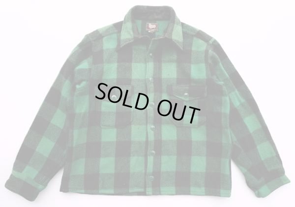 画像1: ◆ 50's USA製 Woolrich ウールリッチ ウールシャツジャケット 16 ML 緑黒チェック/ビンテージ オールド アメリカ古着 レトロ バッファロー