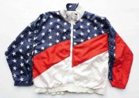 ◆ 90's SOLARE SPORTA ナイロンジャケット ブルゾン S 星条旗/ビンテージ オールド アメリカ古着 レトロ レディース トリコロール