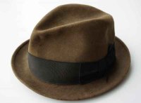 ◆ CHAMP チャンプ 中折れフェルトハット 57cm 茶系 ブラウン/ビンテージ オールド アメリカ古着 レトロ 帽子 リボン付き