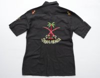 ◆ 70's サウジアラビア スーベニア 刺繍 半袖シャツ レディースS 黒 ブラック/ビンテージ オールド レトロ アメリカ古着 ハンドクラフト