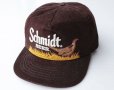 画像1: ◆ 80's USA製 Schmidt BEER ビール コーデュロイキャップ 茶色 ブラウン/ビンテージ オールド レトロ アメリカ古着 帽子 フリーサイズ (1)
