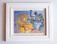 画像1: ◆ ヨーロッパ仕入れ スカル ハンドペイント 絵画 手描き アート 28.0×33.0cm/ビンテージ アンティーク インテリア シュール 水彩 抽象画 (1)