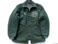 画像1: ◆ USA製 刺繍入り ウールジャケット ハーフコート 42 メンズLサイズ 緑/ビンテージ オールド アメリカ古着 レトロ スタジャン 消防 (1)