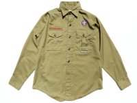 ◆ BSA ボーイスカウト 長袖シャツ メンズXS レディースサイズ オリーブ 緑/ビンテージ オールド レトロ アメリカ古着 ワッペン 80's