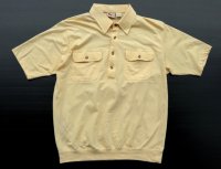 ◆ 90s HABAND 半袖ポロシャツ Lサイズ 薄黄色/ビンテージ オールド レトロ アメリカ古着 綿ポリ