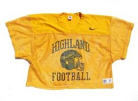 ◆ 90s USA製 ラッセル Vネック メッシュTシャツ XLサイズ 黄色/アメリカ古着 フットボール ポリエステル
