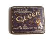 画像1: ◆ ヨーロッパ雑貨 QUEEN シガーケース 煙草入れ 7.2cm×8.8cm/ビンテージ アンティーク インテリア ボックス ティン缶 ブリキ  (1)