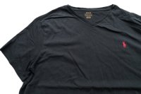 ◆ Polo Ralph Lauren ポロラルフローレン ワンポイントロゴ刺繍 VネックTシャツ XLサイズ 黒/古着
