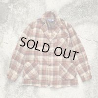 【M/L】70s USA製 PENDLETON ウール アンコンジャケット 茶系チェック■ビンテージ オールド レトロ アメリカ古着 ペンドルトン シャツ