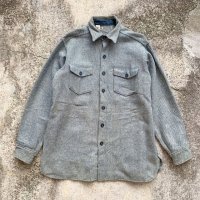 【XL】70s-80s USA製 Woolrich ウールシャツジャケット グレー■ビンテージ オールド レトロ アメリカ古着 ウールリッチ 肉厚 ヘビー