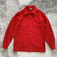 【XS】60s BSA ボーイスカウト ウールシャツジャケット レッド 赤 無地■ビンテージ オールド レトロ アメリカ古着 肉厚 CPO
