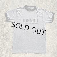 【L(M相当)】80s USA製 Anvil maxell リンガーTシャツ 杢グレー■ビンテージ オールド アメリカ古着 マクセル カセットテープ 企業
