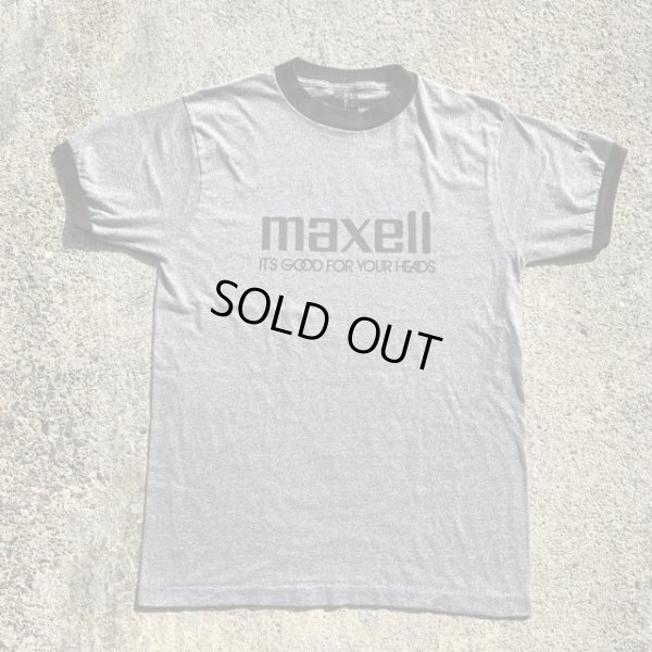 画像1: 【L(M相当)】80s USA製 Anvil maxell リンガーTシャツ 杢グレー■ビンテージ オールド アメリカ古着 マクセル カセットテープ 企業