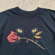 画像2: 【S】猫×薔薇 アニマルプリントTシャツ ブラック 黒■ビンテージ オールド レトロ アメリカ古着 シングルステッチ キャット