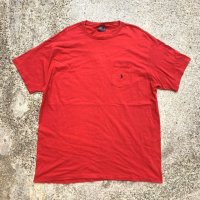 【XL】USA製 Polo Ralph Lauren ポケットTシャツ 赤無地■ビンテージ古着 90s オールド ポロラルフローレン