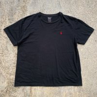 【L】Polo Ralph Lauren Tシャツ 黒無地■アメリカ古着 ロゴ刺繍 ポロラルフローレン ブラック