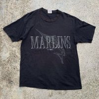 【XL】90s USA製 MLB マイアミ・マーリンズ プリントTシャツ 黒■ビンテージ オールド アメリカ古着 シングルステッチ メジャーリーグ