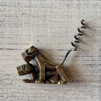 【7.0cm】ヨーロッパ雑貨 犬モチーフ コークスクリュー 真鍮 栓抜き■ビンテージ アンティーク ワインオープナー ブラス オブジェ エロ