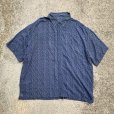 画像1: 【2XL】PURITAN レーヨン 半袖シャツ 青 総柄■ビンテージ オールド レトロ アメリカ古着 90s ボックスシャツ アート ビッグサイズ (1)