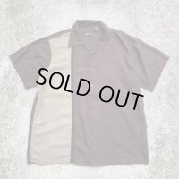 【XL】MARK EDWARDS リネン×レーヨン 半袖ボックスシャツ 茶色■ビンテージ オールド レトロ アメリカ古着 90s オープンカラー 開襟