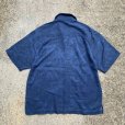 画像2: 【L/XL】Jamaica Jaxx オープンカラー 半袖シルクシャツ 青■オールド レトロ アメリカ古着 アロハシャツ ジャガード 開襟 刺繍 総柄