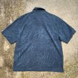 画像2: 【L/XL】Jamaica Jaxx オープンカラー 半袖シルクシャツ 青■オールド レトロ アメリカ古着 ジャガード 開襟 総柄 リーフ柄 リゾート