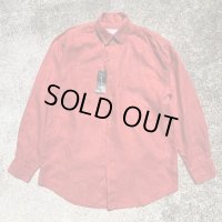 【S/M】デッドストック GOOUCH 長袖リネンシャツ 赤 サーモンピンク■ビンテージ オールド レトロ アメリカ古着 90s 片ポケ