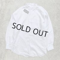 【L/XL】デッドストック GOOUCH 長袖リネンシャツ 白無地■ビンテージ オールド レトロ アメリカ古着 90s 片ポケ ビッグサイズ No.1