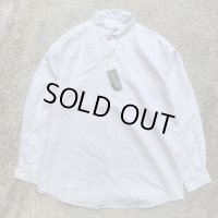 【L/XL】デッドストック GOOUCH 長袖リネンシャツ 白無地■ビンテージ オールド レトロ アメリカ古着 90s 片ポケ ビッグサイズ No.2