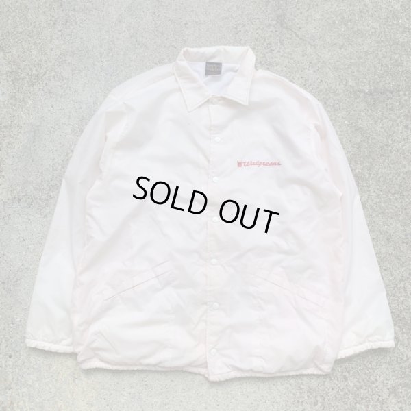 画像1: 【XL/XXL】USA製 HILTON Walgreens ナイロン コーチジャケット 白■ビンテージ オールド レトロ アメリカ古着 80s