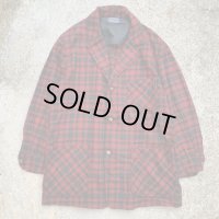 【M/L】PENDLETON ウール アンコンジャケット 赤黒チェック■ビンテージ オールド レトロ アメリカ古着 ペンドルトン テーラード 50s-60s