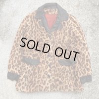 【レディース】UNKNOWN レオパード柄 フェイクファー テーラードジャケット■ビンテージ オールド アメリカ古着 ヒョウ柄 ロカビリー