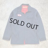 【M/L】70s UNKNOWN ロング丈 ワークジャケット ネイビー■ビンテージ オールド レトロ アメリカ古着 タロンジップ 70s レッドキャップ 