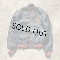 【M/L】80s USA製 Holloway ナイロンジャケット ブラック 黒■ビンテージ オールド アメリカ古着 ソフトボール トラ 虎 動物 刺繍入り