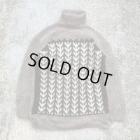 【M/L】UNKNOWN タートルネック ウールニット セーター ノルディック柄■ビンテージ オールド レトロ アメリカ古着 ハンドニット