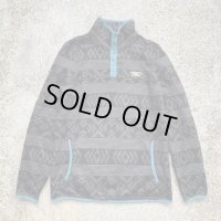 【レディース】LL Bean プルオーバーフリース ブラック 総柄■ビンテージ オールド レトロ アメリカ古着 エルエルビーン