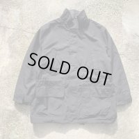 【L/XL】LANDS' END 内装フリース ナイロンジャケット ブラック 黒無地■ビンテージ オールド アメリカ古着 90s/2000s ランズエンド 