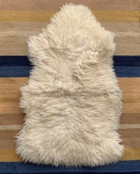 【75cm×46cm】IKEA RENS ムートンラグ マット 白■インテリア マット シープスキン 敷物 羊毛 毛皮 No.3