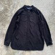 画像1: 【L/XL】DENIM&Co. バンドカラー 長袖フェイクスエードシャツ ブラック 黒無地■ビンテージ オールド レトロ アメリカ古着 90s  (1)